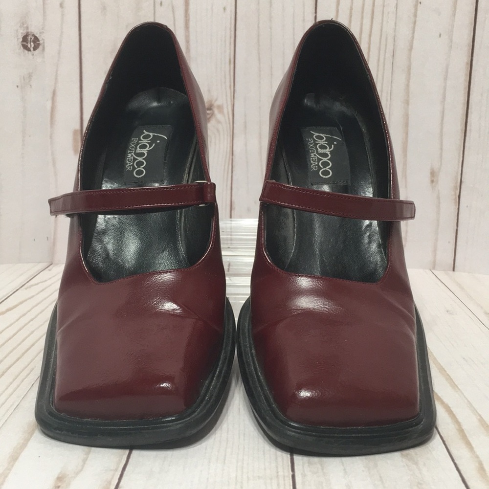 Wine Mary Jane square toe block heel Vintage EU39 - Picture 2 of 15